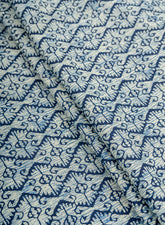 Pure Cotton Cambric Indigo Color Iqat Block Print Fabric